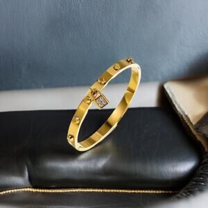NEW Gold color stainless steel cuff bangle bracelet jewelry gift B19